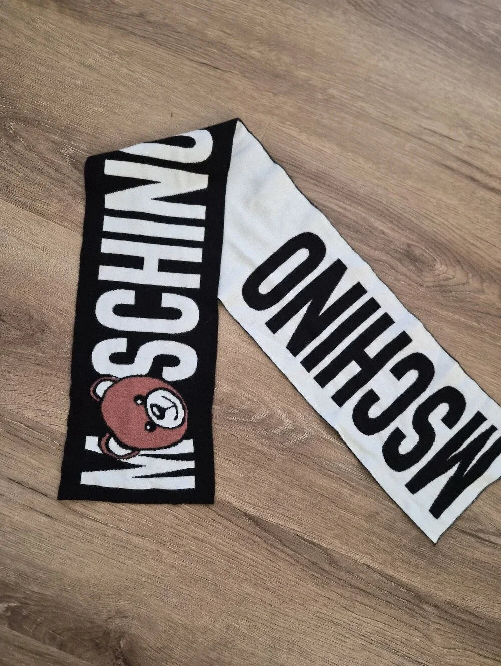 Kids Brown Teddy Black & White Logo Scarf